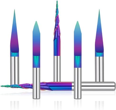 3 قطع نانو الأزرق معطف نهاية مطحنة CNC راوتر بت، CNC النقش بت R0.25 2 الناي الكرة الأنف نهاية مطحنة in Kuwait