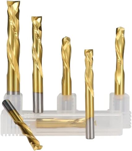 2 Flute Up Down Spiral End Mill CNC Router Bit 3.175/4/6/8/10mm Shank Tianium Coated Carbide End Mill for Wood Carving Engraving Grinding in Saudi Arabia