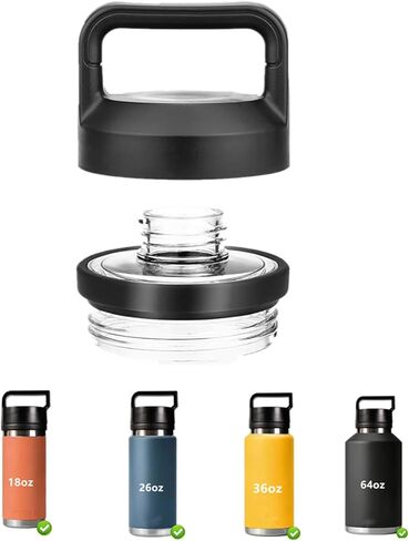 1 Pack Chug Cap Replacement Compatible with Yeti Rambler Bottle 18/26/36/46/64oz,Leak-Proof, Dishwasher-Safe (Black) in Saudi Arabia