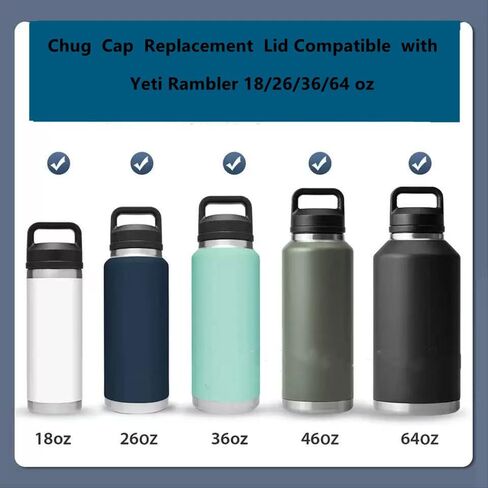 1 Pack Chug Cap Replacement Compatible with Yeti Rambler Bottle 18/26/36/46/64oz,Leak-Proof, Dishwasher-Safe (Black) in Saudi Arabia