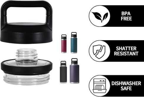 1 Pack Chug Cap Replacement Compatible with Yeti Rambler Bottle 18/26/36/46/64oz,Leak-Proof, Dishwasher-Safe (Black) in Saudi Arabia