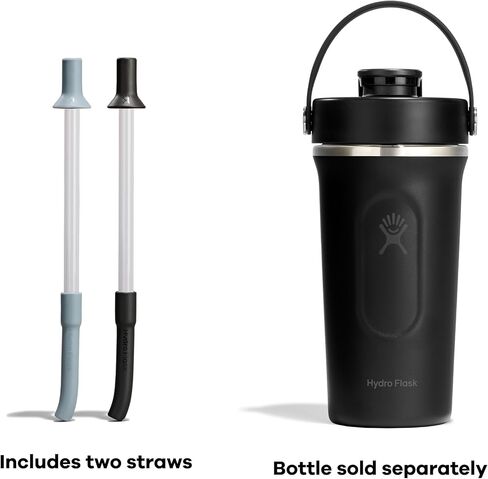 ملحق غطاء زجاجة من القش من Hydro Flask Shaker - غطاء من القش لزجاجة الصالة الرياضية باللون الأسود والرمادي الصخري in Saudi Arabia