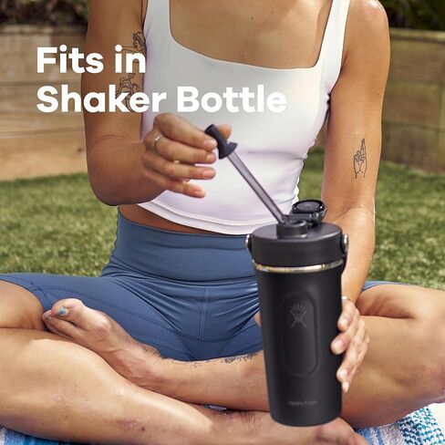 ملحق غطاء زجاجة من القش من Hydro Flask Shaker - غطاء من القش لزجاجة الصالة الرياضية باللون الأسود والرمادي الصخري in Saudi Arabia