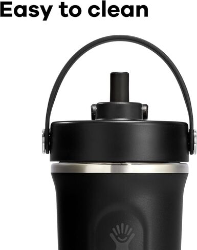 ملحق غطاء زجاجة من القش من Hydro Flask Shaker - غطاء من القش لزجاجة الصالة الرياضية باللون الأسود والرمادي الصخري in Saudi Arabia