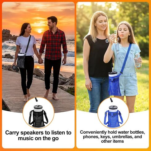 2 PCS Water Bottle Holder with Strap, Nylon Water Bottle Carrier for Walking Hiking Camping Travel, Portable Adjustable Bottles Bag Sling with Pocket in Saudi Arabia