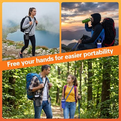 2 PCS Water Bottle Holder with Strap, Nylon Water Bottle Carrier for Walking Hiking Camping Travel, Portable Adjustable Bottles Bag Sling with Pocket in Saudi Arabia