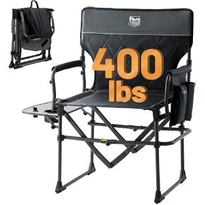 TIMBER RIDGE Heavy Duty Aluminium Heated Camping Chair with Compact Size, Portable Directors Chair Supports Up to 400lbs with Side Table and Pocket for Camping, Lawn, Sports (Power Bank not Included) in Kuwait