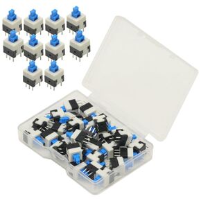 30pcs Micro Push Button Switch,8X8mm Blue Cap DPDT Self-Locking Type Square Button Switch On/Off Latching Switch 8 * 8 8X8 mm 6Pin in Kuwait