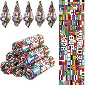 6 Pcs World Cup 2026 Soccer Cooling Towel - Instant Cooling Microfiber Sports Towel, Mundial 2026 Edition Fan Gear with Flags, for Gym Travel Party Decor Gifts Fans in Saudi Arabia