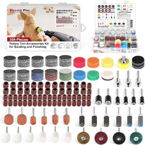 304PCS 1 Inch Wet Dry Sanding Discs, Drums & Polishing Accessories for Dremel Tool, Rotary Tool Sanding Kit, Hook and Loop Sandpaper 60-3000 Grit for Resin, 3D Print, Wood, Jewelry, Metal in Kuwait