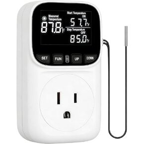 Digital Temperature Controller,Heavy-Duty 15 Amp/1800 Watt Thermostat Socket Plug,VA Display for Heating and Cooling Control Timer,Suitable for Greenhouse Incubators,Homemade Equipment,etc. in Kuwait
