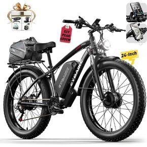 Electric Bike for Adults, Peak 6000W Ebike Dual Motor 52V32Ah 100Miles Range, 45MPH Electric Bike, 24" x4.0 Fat Tire, Hydraulic Disc Brake, Electric Mountain Bicycle, UL 2849 in Saudi Arabia