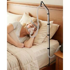 حامل خرطوم Elviros CPAP للسرير، ذراع دوار قابل للتعديل مع مخزن مؤقت مرن، حامل أنبوب تحت المرتبة، تصميم مدمج قابل للطي CPAP خرطوم شماعات مع حقيبة تخزين، أسود in Kuwait