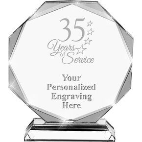35 Years of Service Crystal Awards, 6.75" Custom Years of Service Award with Engraving Included Prime in Kuwait