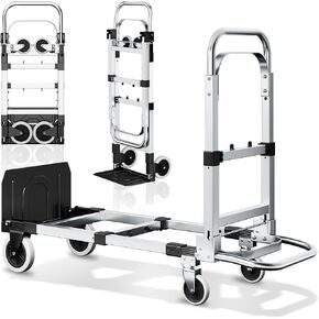 شاحنة يدوية جديدة شديدة التحمل بوزن 1000 رطل 4 في 1، عربة دوللي قابلة للطي قابلة للتحويل مع أنبوب فولاذي A3 وسبائك الألومنيوم للمستودعات ومحلات السوبر ماركت والمكاتب والسيناريوهات الأخرى in Kuwait