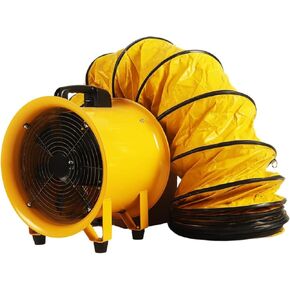 مروحة منفاخ متعددة الاستخدامات مقاس 12 بوصة مع خرطوم قناة مرن بطول 16 قدمًا، ومروحة عادم تهوية صناعية عالية السرعة 2882 قدم مكعب في الدقيقة، ومروحة تهوية محورية محمولة مع محرك محمل كروي لورشة العمل، والطابق السفلي، وموقع العمل in Kuwait