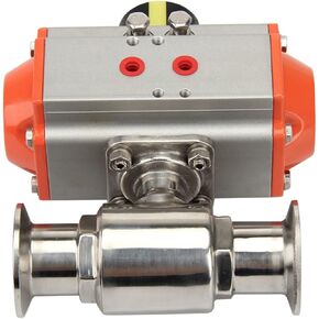 صمام كروي مقاس 45 مم، نوع الطويق ثلاثي المشبك من الفولاذ المقاوم للصدأ 304 مع أسطوانة مزدوجة الفعل in Kuwait