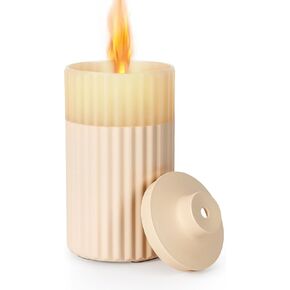 Flameless Candle Diffuser, Aromatherapy Essential Oil Diffuser Cool Mist Humidifier with Auto Off Function Electric Candles Blow Out Flame 3 Levels Light for Office Room Outdoors Camping 100ml Beige in Saudi Arabia