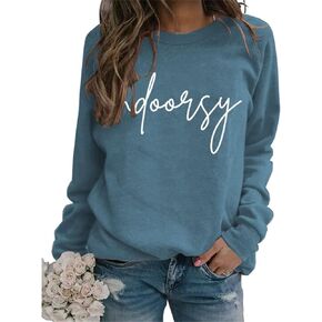 BEJUYOE Indoorsy البلوز المرأة عادية كم طويل طاقم الرقبة تي شيرت مضحك رسالة الجرافيك قميص الجدة مريح الأمهات هدية in Kuwait