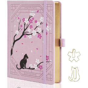TIEFOSSI Square Dotted Journal, Cute Cat Journal for Women Girls, Dot Notebook with Pretty Sakura Pattern, Aesthetic Diary for Writing Journaling Drawing, Golden Edges, 8 x 8 IN in Saudi Arabia