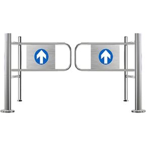 Automatic Closing Safety Gate for Supermarkets 90° Swing Metal Barrier with Guardrail Secure Access Door for Retail Stores (Silver/Black 140x99CM) in Kuwait