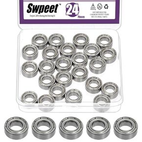 Swpeet 24Pcs 687ZZ Ball Bearings Assortment Kit, 7 x 14 x 5mm Carbon Steel Deep Groove Bearings, Miniature Bearings, Double Shielded in Kuwait