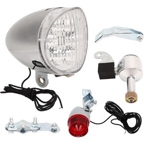 Retro Bike Light Set, Vintage LED Headlight Taillight Kit with Generator, DIY Modification Accessory, Night Travel Safety Lights, Aluminium Alloy ABS Material in Kuwait