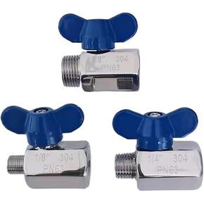 1PCS 304 Stainless Steel Handle 1/8" 1/4" 3/8" 1/2" Internal Thread Ball Valve Beer SUS with Blue Handle(1/8",Male to Male) in Kuwait