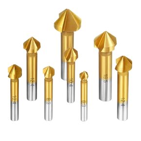 8 قطع HSS غاطسة مثقاب مجموعة HSS 3 الناي 90 درجة الشطب أداة بت الشطب إزالة الأزيز ثقب غاطسة نهاية مطحنة القاطع التيتانيوم القاطع مطحنة لقم الثقب in Kuwait