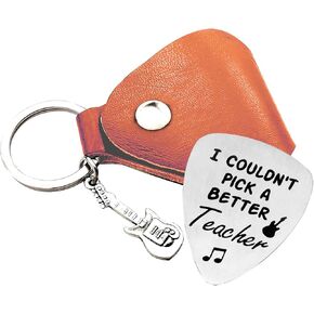 1pc Stainless Steel Guitar Pick Brown PU Leather Keychain I Couldn't Pick A Better Teacher Festivals Anniversary Birthday Gift For Guitar Music Lovers Guitar Accessories in Saudi Arabia