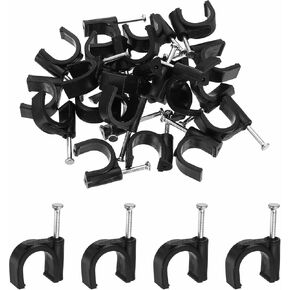 60 قطعة من مشابك الكابلات HARFINGTON مع مسمار 12 مم معرف دائري نصف مشبك على شكل حرف J مع مشابك سلك أظافر للأسلاك على الحائط من أجل دعامة أنابيب إيثرنت Coax Pex، أسود in Kuwait