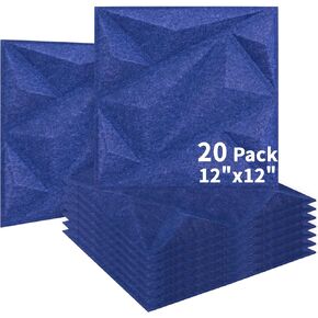 لوحات صوتية من Art3dwallpanels مكونة من 20 قطعة من لوحات الحائط العازلة للصوت وألواح تخفيف الصوت، لوحات جدارية ثلاثية الأبعاد ممتصة للصوت، مقاس 30.48 سم × 30.48 سم، أزرق in Kuwait