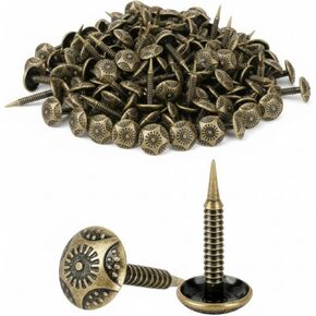 5/16 Inch Upholstery Tacks Brass Push Pins, Approximately 820 Pcs Vintage Furniture Tacks Nails for Upholstery, Mini Decorative Nails with Threaded Leg(Bronze) in Kuwait