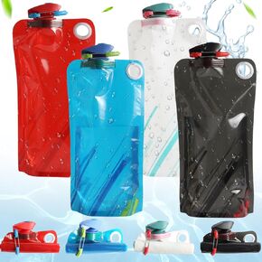 4 Pack Collapsible Water Bottle With Carabiner, 34 Ounce Foldable Water Bag with Leakproof Lid, Food-Grade Silicone Portable Water Bottle for Hiking, Sports, Camping, Biking, Traveling, BPA-Free in Saudi Arabia