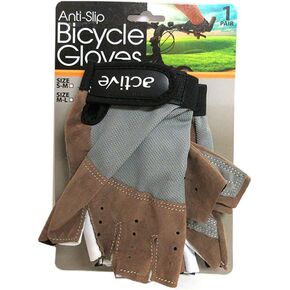 قفازات ركوب الدراجات مبطنة نصف اصبع MTB دراجة دراجة قفاز رياضي حزام M-L بني in Kuwait