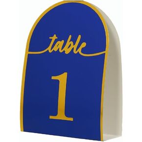 25 Royal Blue Paper Table Numbers with Metallic Gold Foil 1-25 Numbers - Gold Table Numbers for Wedding Reception - Table Number Cards - Table Wedding Number Cards in Kuwait
