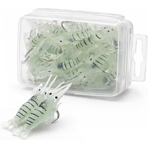 Keenjorika يتوهج في الظلام طعم الروبيان الناعم مع خطاف محكم مسبقًا 1.8 بوصة طعم صيد ليلي واقعي لاستخدام سمك السلمون المرقط والسمك الأحمر في المياه العذبة والمياه المالحة/1 in Kuwait