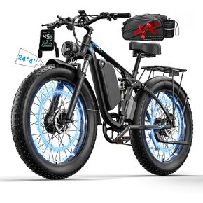 Qianchice Dual Motor 6000W Peak Electric Bike for Adults-Women-Men, 52V 34AH Long Range Ebike Fat Tire 24inch, 41-45MPH Fast Electric Bicycle Dirt Bike, Hydraulic Disc Brake ebike in Saudi Arabia