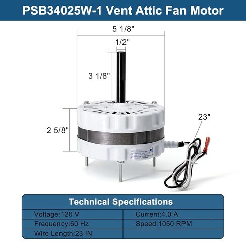 Criditpid White 5" Dia Attic Fan Motor Replacement for Broan 97009317 99080267 F0516b2516 Attic Ventilators Motor. in Saudi Arabia