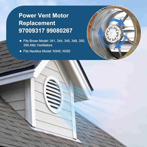Criditpid White 5" Dia Attic Fan Motor Replacement for Broan 97009317 99080267 F0516b2516 Attic Ventilators Motor. in Saudi Arabia