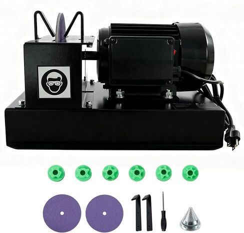 مبراة شفرة جزازة العشب، مطحنة مقاعد بقوة 1 حصان 750 وات، عجلة سيراميك 9 بوصة، دعامات زاوية 30 درجة/40 درجة، ورق صنفرة إضافي، للرفع العالي/المنخفض، والشفرات المسطحة in Kuwait