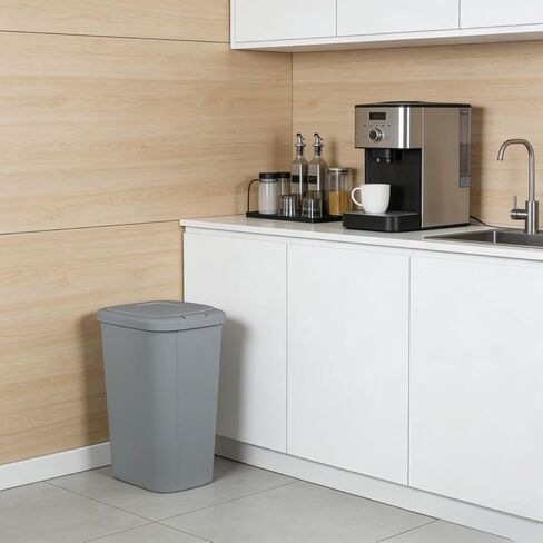 سلة مهملات سعة 13.3 جالون، سلة مهملات مطبخ بلاستيكية ذات سطح لمس، رمادي in Kuwait