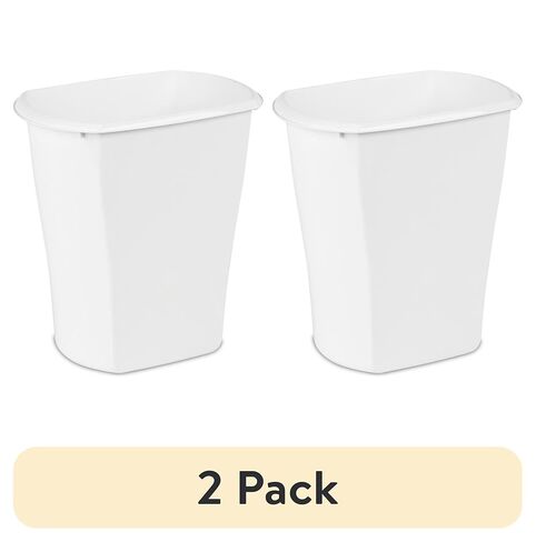 (2 Pack) Bathroom Trash Can, 3 Gallon Small Plastic Garbage Bucket Bin with No Lid, White in Kuwait