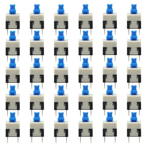 30 قطعة مفتاح زر الضغط الصغير ، 8X8 مللي متر غطاء أزرق DPDT نوع القفل الذاتي مربع زر التبديل تشغيل/إيقاف مفتاح الإغلاق 8*8 8X8 مم 6Pin in Kuwait