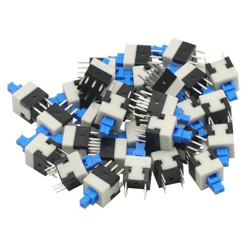 30 قطعة مفتاح زر الضغط الصغير ، 8X8 مللي متر غطاء أزرق DPDT نوع القفل الذاتي مربع زر التبديل تشغيل/إيقاف مفتاح الإغلاق 8*8 8X8 مم 6Pin in Kuwait
