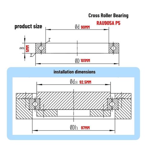 1PCS Cross Roller Bearing RAU905A P5 90X101X5MM in Kuwait