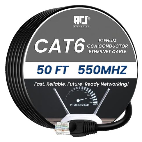 كابلات ATS | كابل CAT6 بلينوم (CMP) 1000 قدم | نجح اختبار محلل الشبكة DSX-8000 | 23AWG UTP 4Pair، كابلات إيثرنت صلبة بسرعة 550 ميجاهرتز، 10 جيجابت، متوفرة بـ 9 ألوان (أزرق، 1000 قدم) in Kuwait