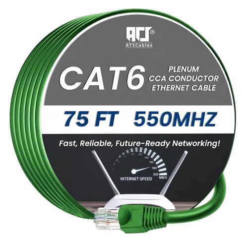 كابلات ATS | كابل CAT6 بلينوم (CMP) 1000 قدم | نجح اختبار محلل الشبكة DSX-8000 | 23AWG UTP 4Pair، كابلات إيثرنت صلبة بسرعة 550 ميجاهرتز، 10 جيجابت، متوفرة بـ 9 ألوان (أزرق، 1000 قدم) in Kuwait