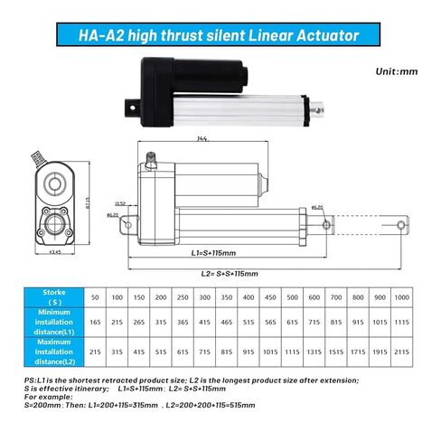محرك خطي عالي الدفع 2500N صامت DC24V محرك ترددي 50 مم -400 مم (15 مم - ثانية 1400 نيوتن، 400 مم السكتة الدماغية) in Kuwait