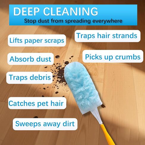 50 Count Duster Refills for Swiffer Dusters with 2 Handle, 360° Heavy Duty Duster for Swiffer Duster Refill,4X Microfibers Disposable Duster Refills Kit for Cleaning Home, Office, Corners, Blinds in Saudi Arabia